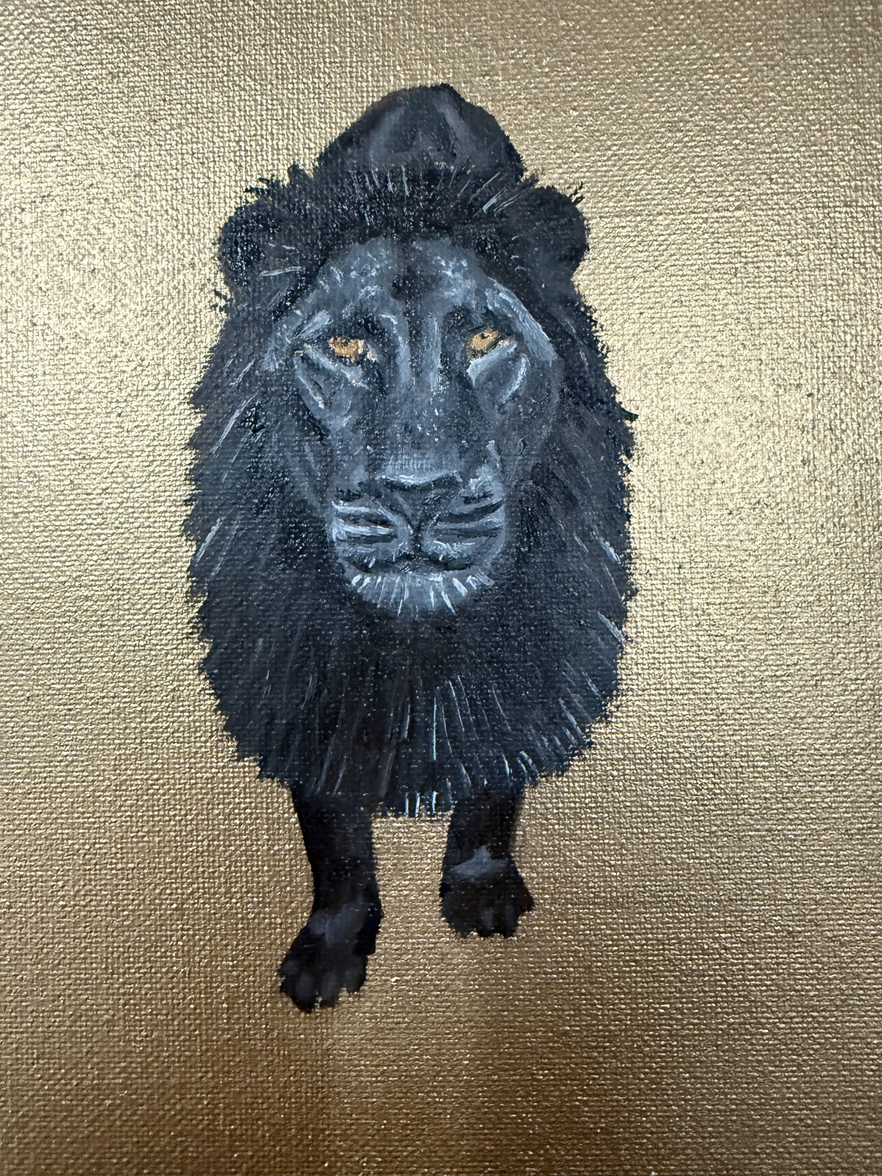 "Black Lion" 8 x 8 Oil On Canvas Original Painting By RAmos